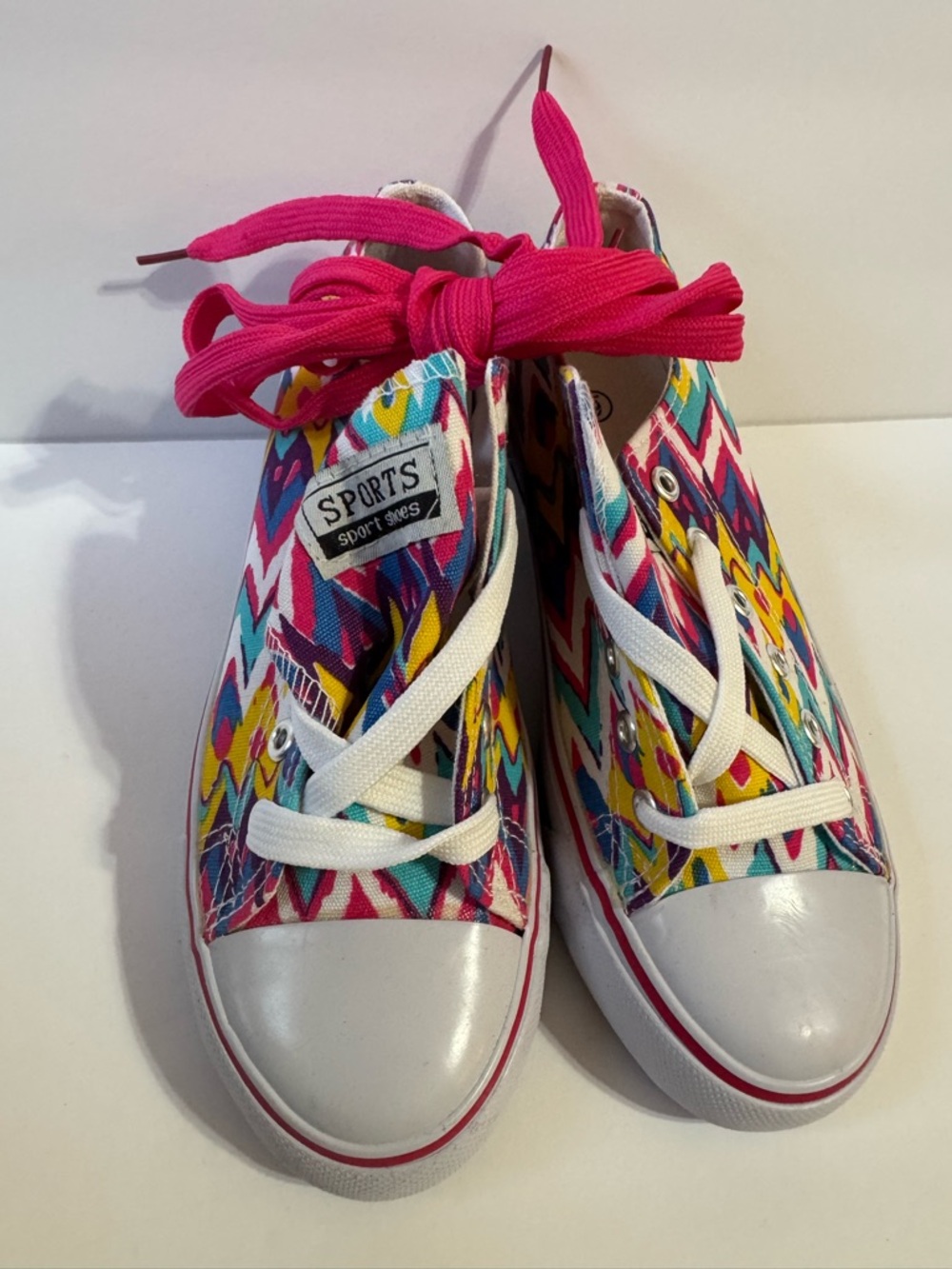 Women’s High-Top Canvas Sneakers in Pink Multicolor Pattern